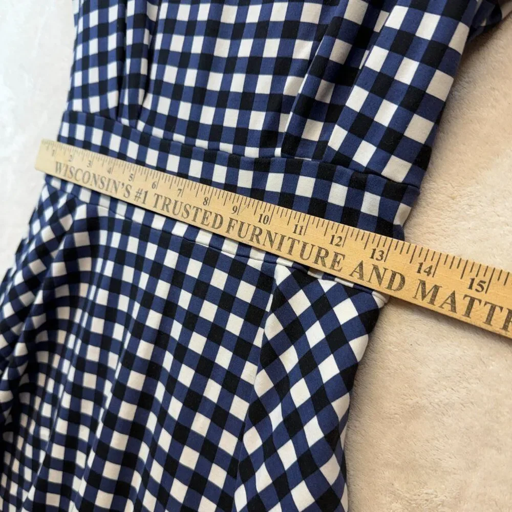 Kate Spade Gingham Fit & Flare Dress  Navy Check Sleeveless Dress  Size Small